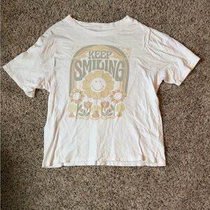 American Eagle Outfitters Oversized White 'Keep Smiling' Tee